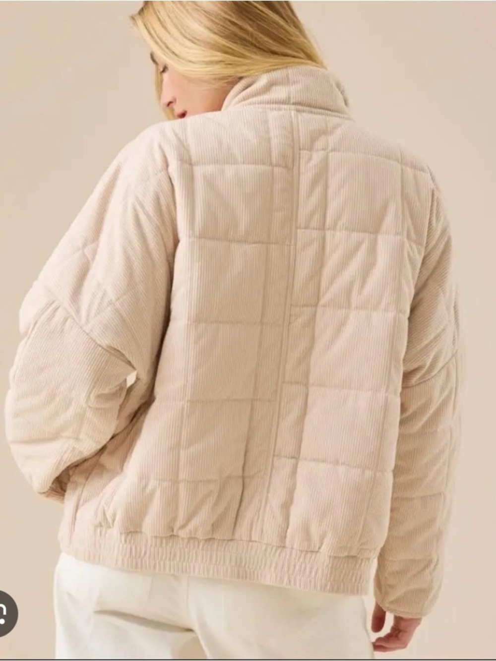 Altar'd State Light Beige Quilted Corduroy Puffer Jacket - Picture 4 of 7